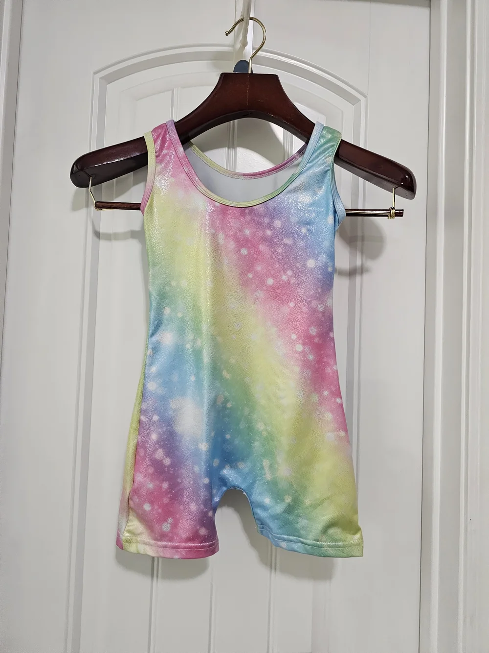 Girls Rainbow Galaxy Gymnaatics Suit - Pastel Tie-Dye